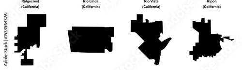 Ridgecrest, Rio Linda, Rio Vista, Ripon outline maps