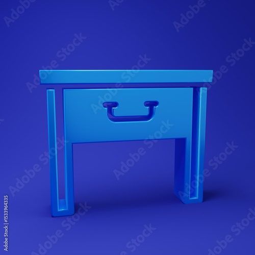 Fototapeta Naklejka Na Ścianę i Meble -  Blue Furniture nightstand icon isolated on blue background. Minimalism concept. 3D render illustration