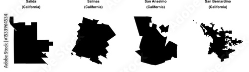 Salida, Salinas, San Anselmo, San Bernardino outline maps