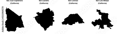 San Juan Capistrano, San Leandro, San Lorenzo, San Luis Obispo outline maps