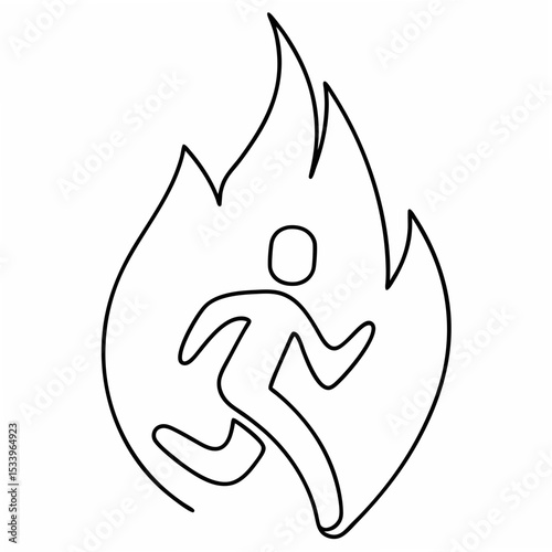 Running Figure in Flames Calories Burned Icon on White Background vector