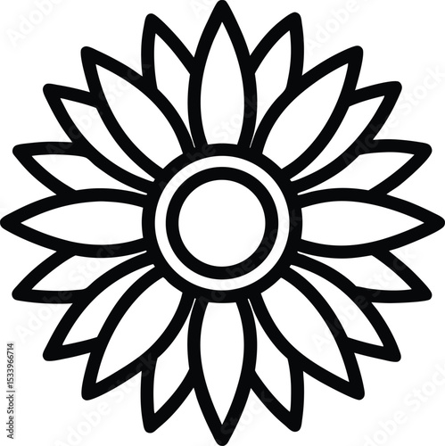 Sunflower Icon Outline Vector Illustration