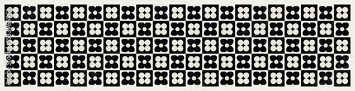 Mid century modern floral geometric pattern in black and white. Graphical illustration for a unique banners, textiles and home décor.	
