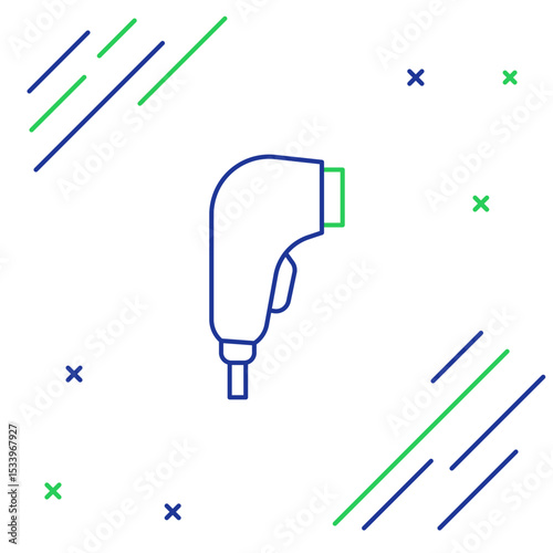 Line Scanner scanning bar code icon isolated on white background. Barcode label sticker. Identification for delivery with bars. Colorful outline concept. Vector