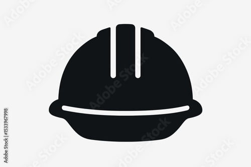 Safety helmet icon vector silhouette. Hard hat symbol for construction industry, engineering, and building site. Worker protection equipment sign. Protective headgear illustration.