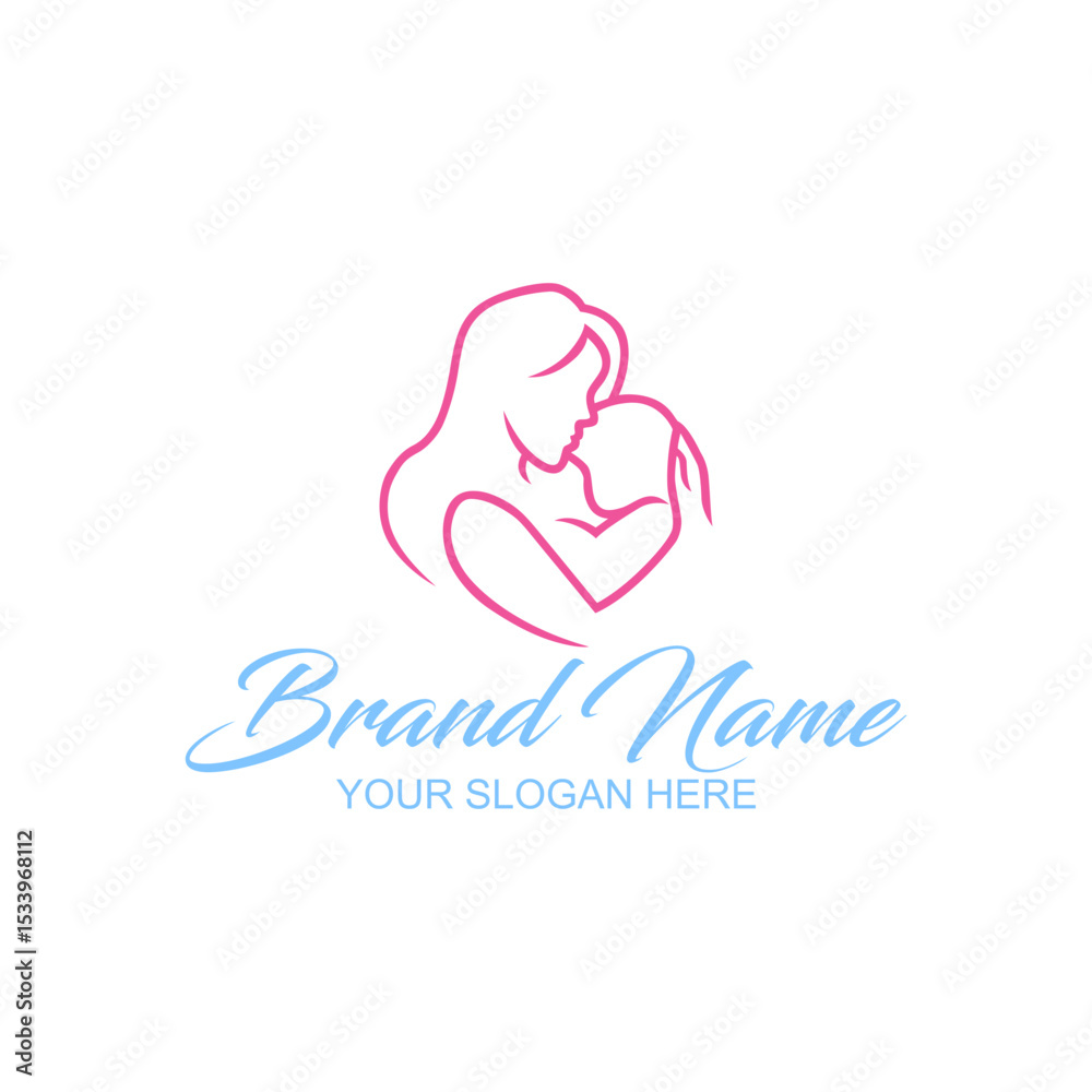 Fototapeta premium Childcare Mothercare logo design vector art illustration