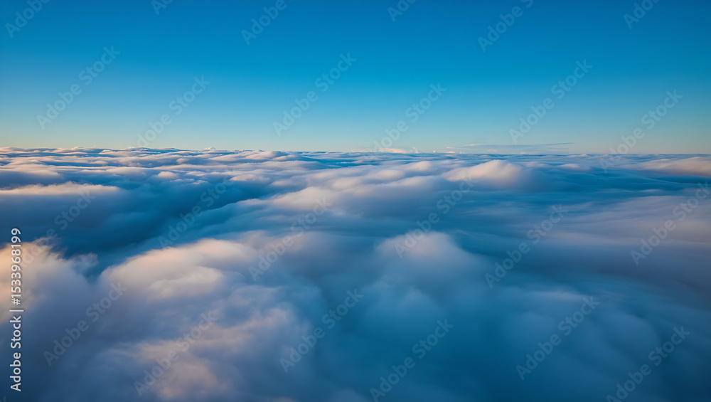 Fototapeta premium Above the Clouds with Blue Sky and White Cumulus Clouds