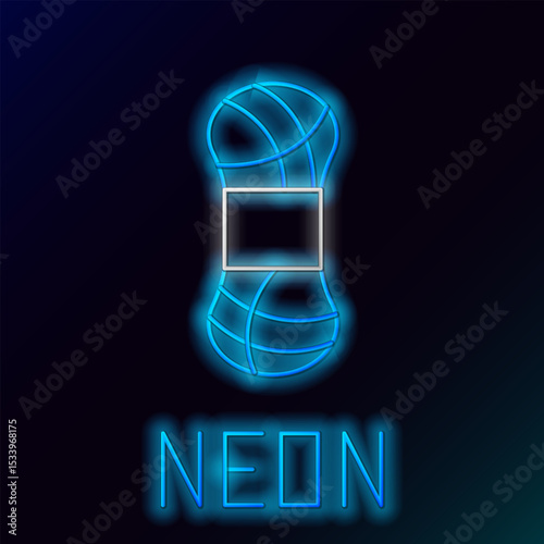 Glowing neon line Yarn icon isolated on black background. Label for hand made, knitting or tailor shop. Colorful outline concept. Vector