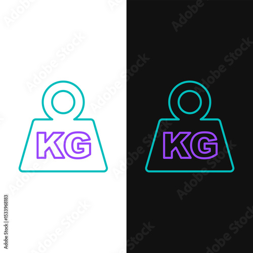 Line Weight icon isolated on white and black background. Kilogram weight block for weight lifting and scale. Mass symbol. Colorful outline concept. Vector