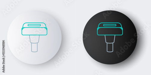 Line Portable home and travel garment steamer for clothes icon isolated on grey background. Colorful outline concept. Vector