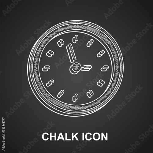 Chalk Clock icon isolated on black background. Time symbol. Vector