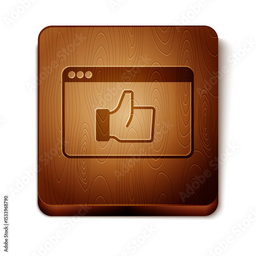 Brown Consumer or customer product rating icon isolated on white background. Wooden square button. Vector