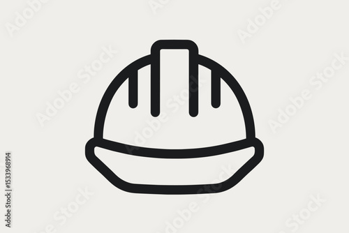 Hard hat line icon, vector safety helmet symbol. Construction worker head protection gear. Industrial builder and engineer pictogram. Personal protective equipment concept.
