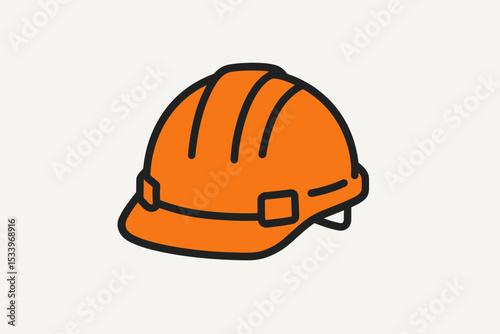 Hard hat vector icon. Orange safety helmet for construction worker, builder, or engineer. Industrial head protection. Personal protective equipment (PPE) concept symbol.