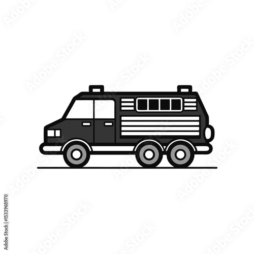 Emergency Response Vehicle  A Detailed Illustration of a Riot Control Van