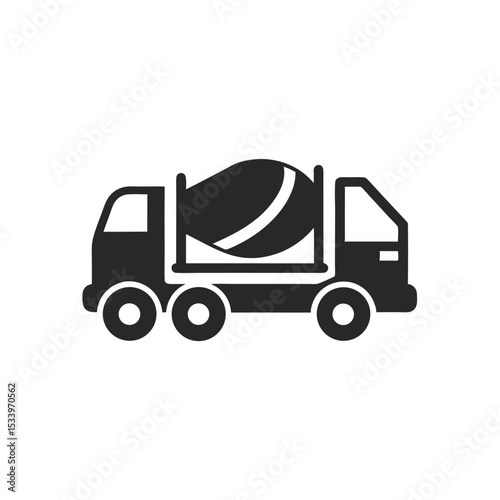 Concrete Mixer Truck Icon Construction Vehicle Graphic Design