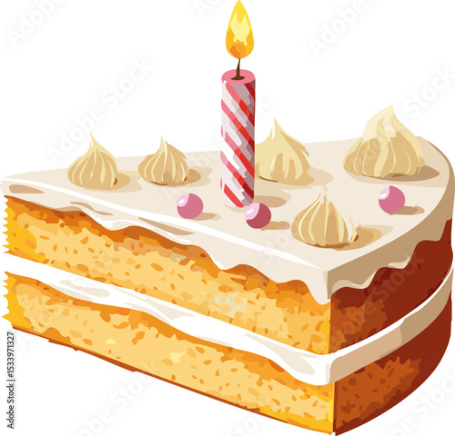 part d'un gâteau d'anniversaire avec une bougie
