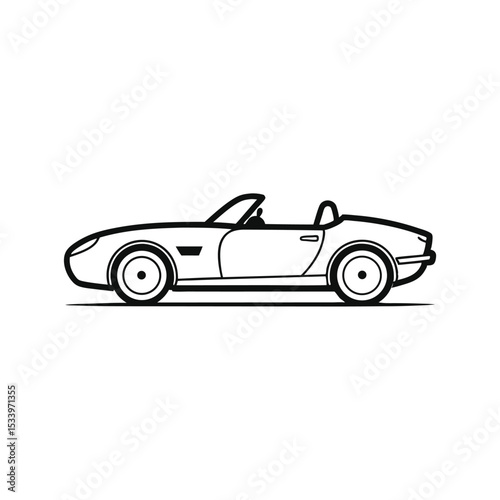 Classic Convertible Car Line Drawing Elegant Roadster Illustration