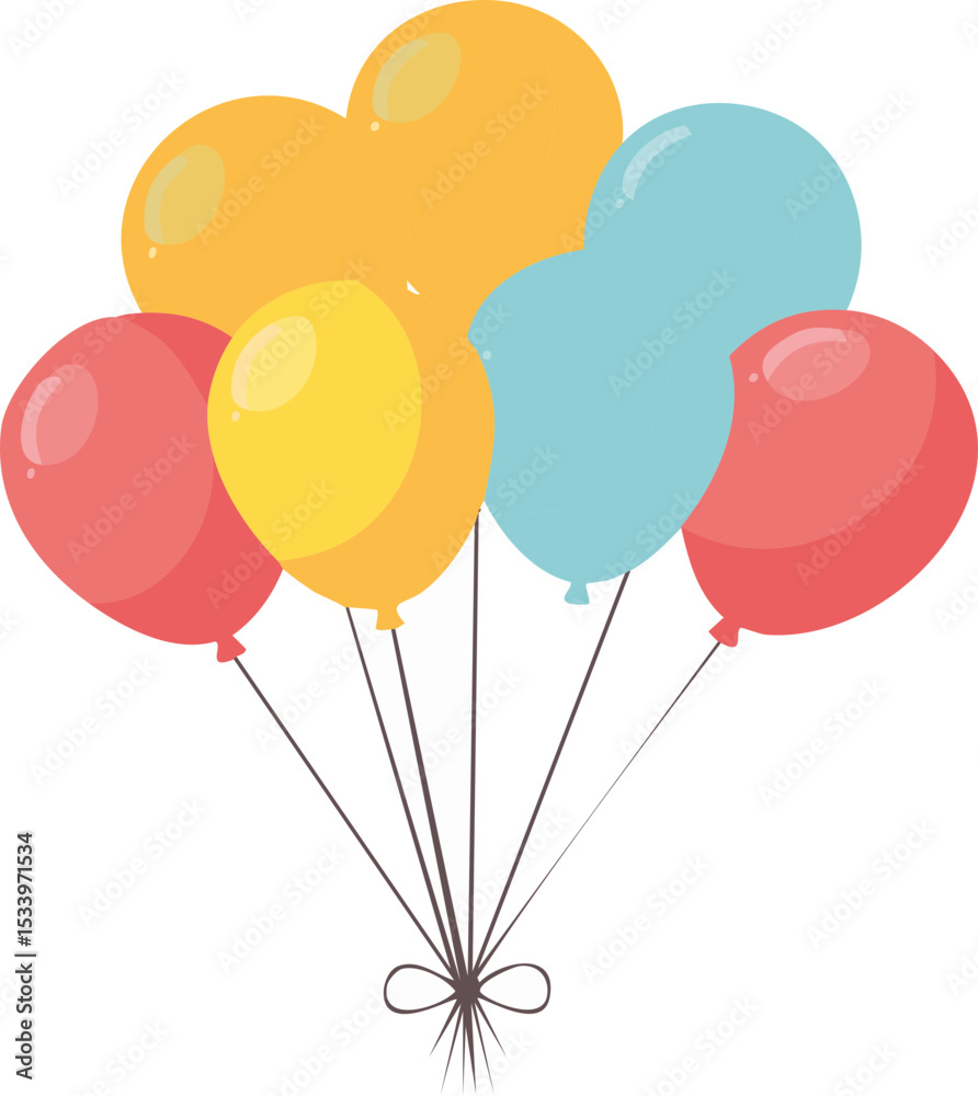 Des ballons rouges, jaunes et bleus