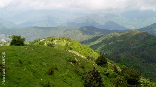 Green Ridge Landscape of Pizzo d'Vigno in Ligurian Hinterland