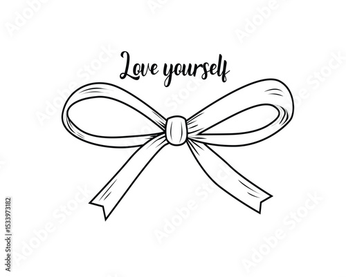 bow ribbon pattern repeating hand drawn seamless inspirational cute quote slogan typography. Vector illustration design for fashion, tee, t shirt, print, poster, graphic, background.Coquette bows