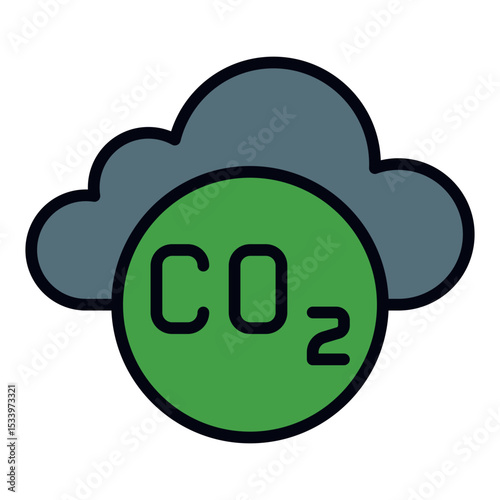 CO2 emissions icon. Carbon dioxide pollution. Greenhouse gas release
