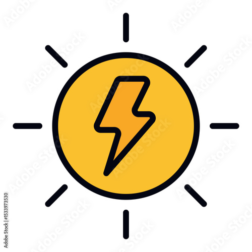Solar power icon. Renewable energy. Green electricity and sun energy