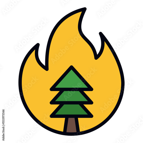 Wildfire icon. Forest fire. Natural disaster and climate damage