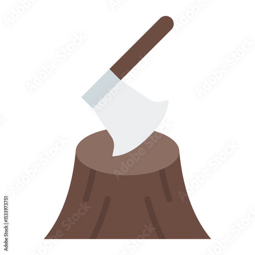 Deforestation icon. Tree cutting. Forest loss and climate impact