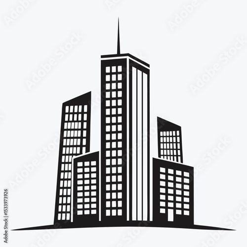 Modern Black Building Logo Icon for Real Estate and Construction Business Design
