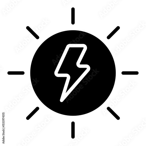 Solar power icon. Renewable energy. Green electricity and sun energy