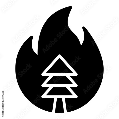 Wildfire icon. Forest fire. Natural disaster and climate damage