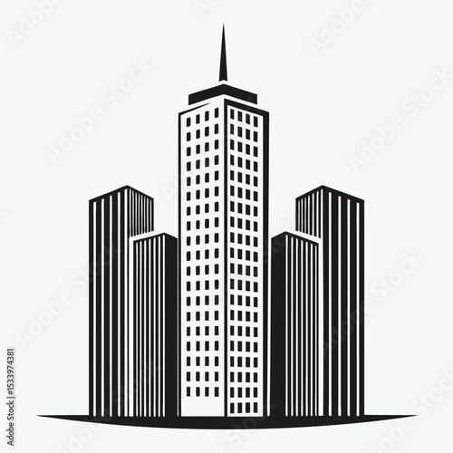 Modern Black Building Logo Icon for Real Estate and Construction Business Design
