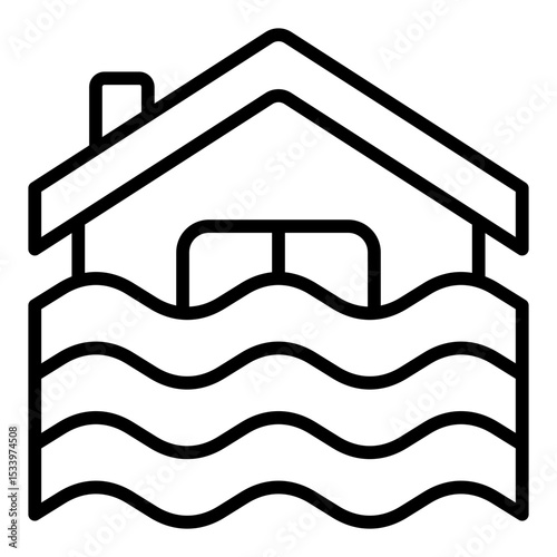 Flood icon. Natural disaster. Water overflow and storm impact