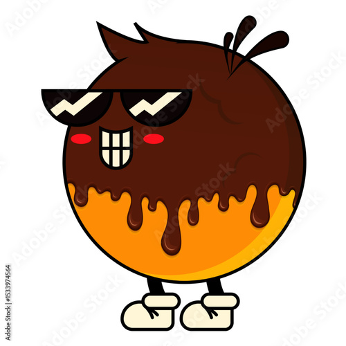Playful Foodie: A whimsical illustration of a jovial food character, radiating a fun and cool demeanor with sunglasses and a charming grin.