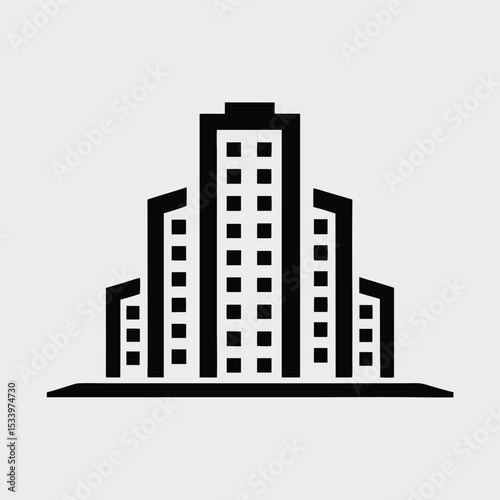 Modern Black Building Logo Icon for Real Estate and Construction Business Design
