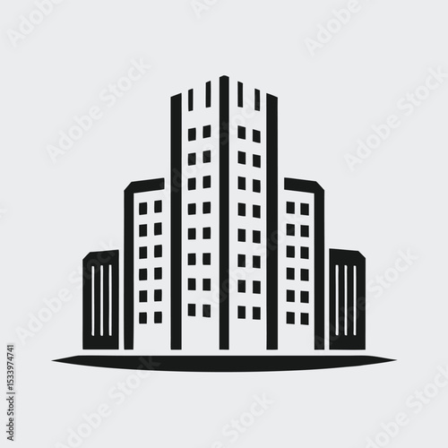 Modern Black Building Logo Icon for Real Estate and Construction Business Design
