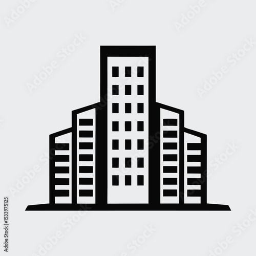Modern Black Building Logo Icon for Real Estate and Construction Business Design
