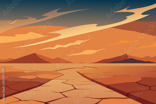 desert landscape with mountains and sky