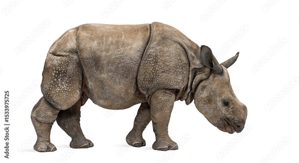 Fototapeta premium Young Indian one-horned rhinoceros (8 months old)