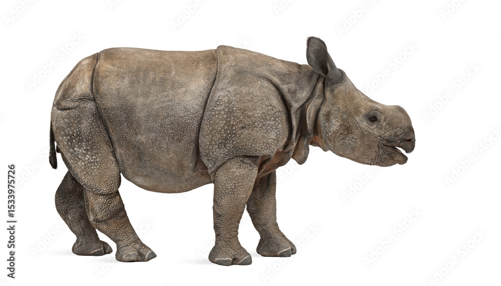 Fototapeta premium Young Indian one-horned rhinoceros (8 months old)