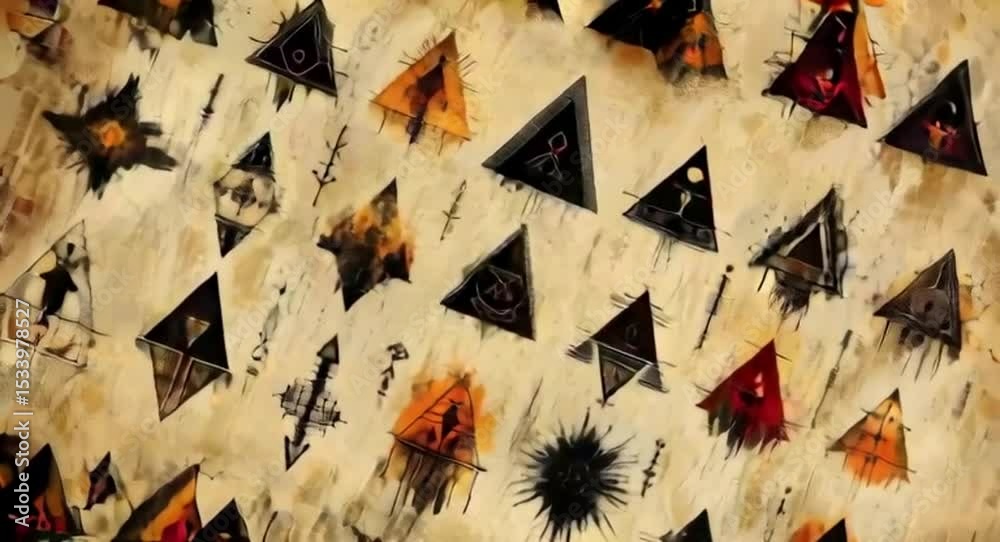 Abstract design with repeating triangular motifs