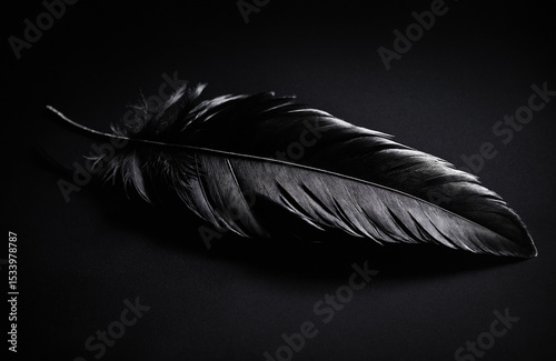 Elegant Black Feather on Dark Background – Low Key Photography