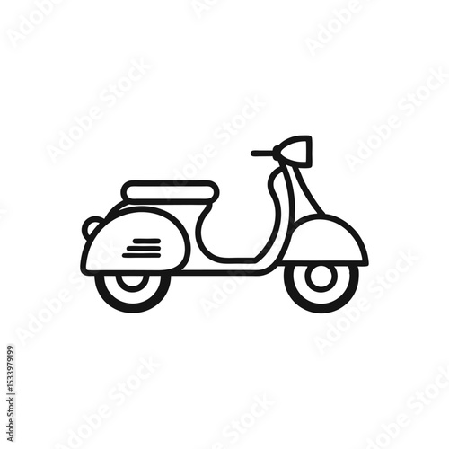 Vintage Scooter Illustration Classic Design, Line Art, Retro Motorcycle