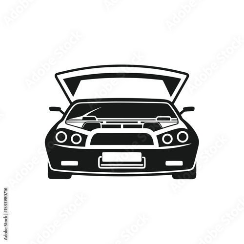 Open Hood Car Illustration  Automotive Design, Speed, and Power