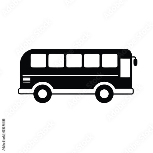 Public Transportation Simple Black and White Bus Icon Illustration