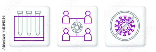 Set line Stop virus, Blood test and and Virus spread icon. Vector