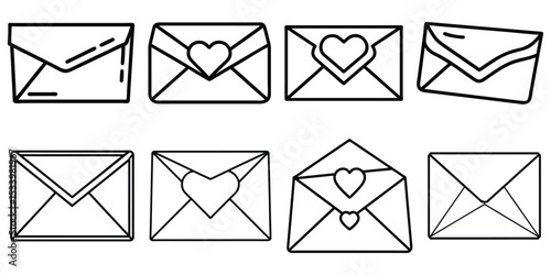 Envelope Doodle Vector Line Art in Black and White
