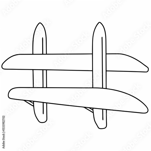 Simple Line Drawing of a Surfboard Rack on White Background Two Surfboards Stored Vertically storage