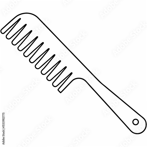 Single Black Outline Drawing of a Comb on White Background illustration